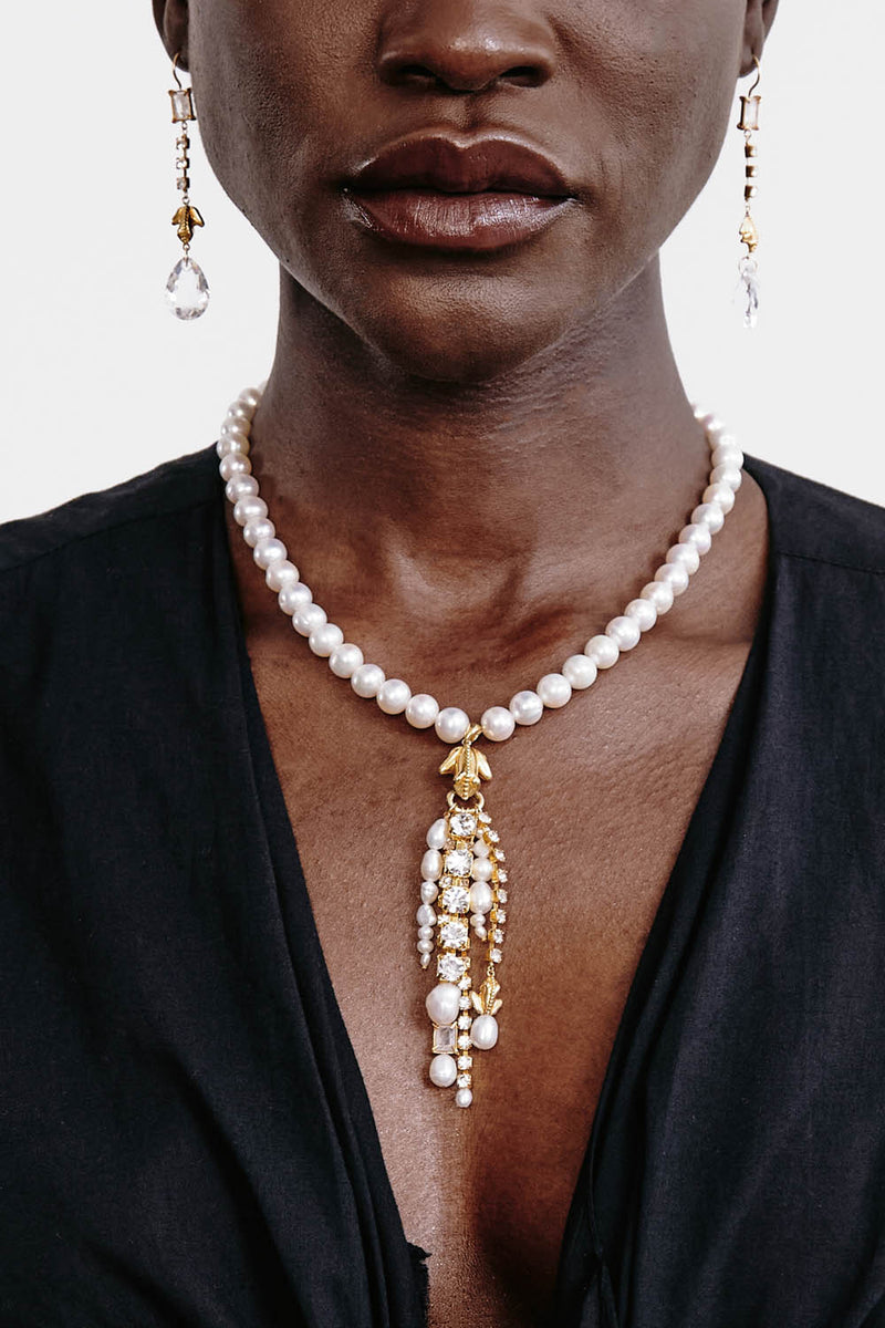 Pippa Cascade Necklace White Pearl