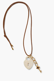 Padlock Charm Necklace White Bone