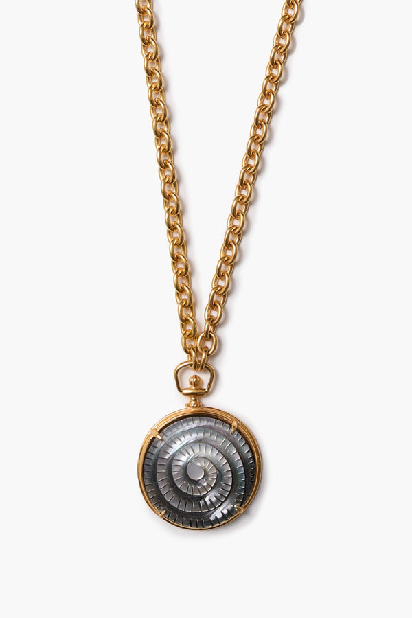 Nautilus Pocket Watch Necklace Black MOP