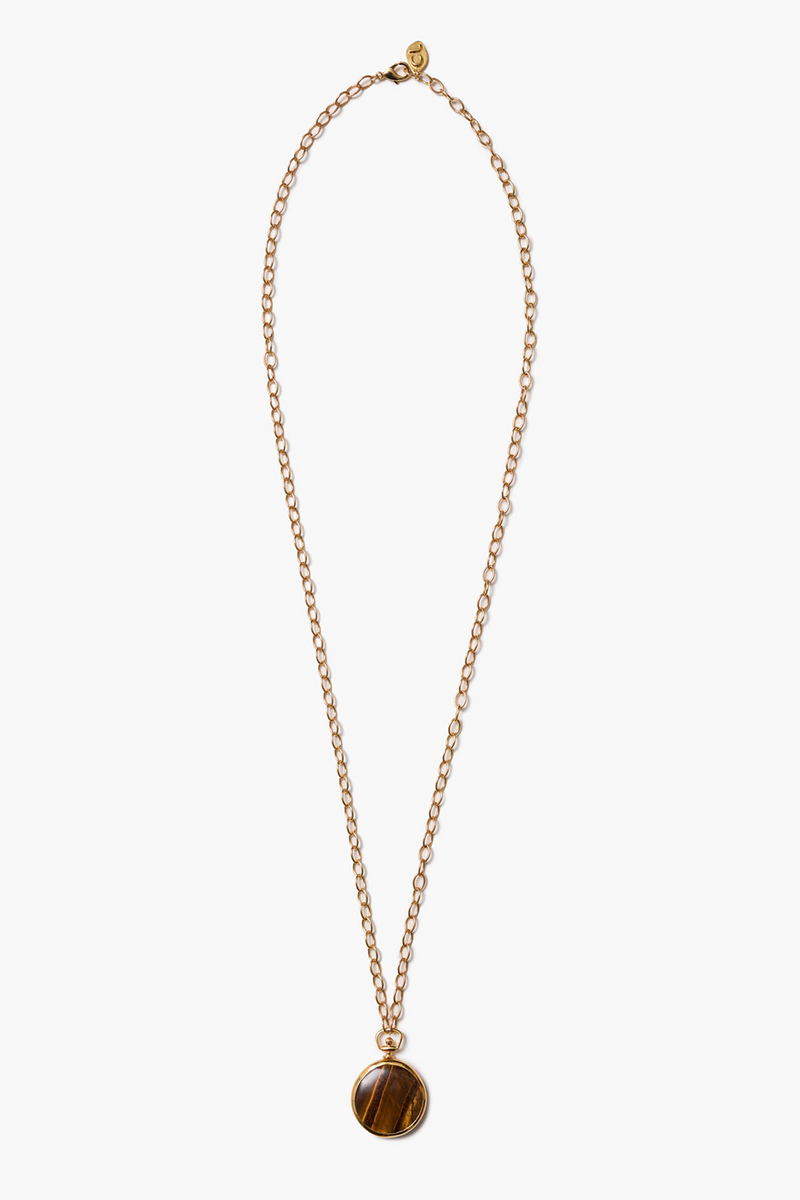 Pocket Watch Necklace Tiger's Eye