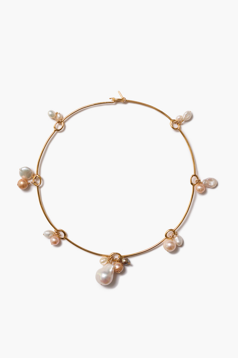 Crown Pearl Collar Necklace Gold