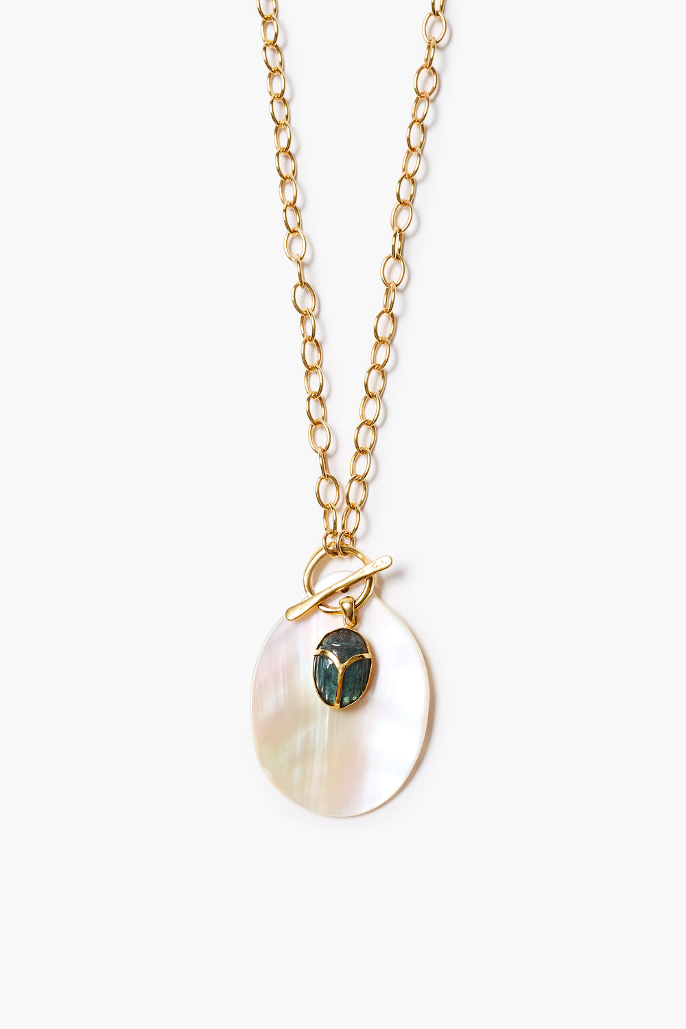 Scarab Toggle Necklace White MOP – Chan Luu