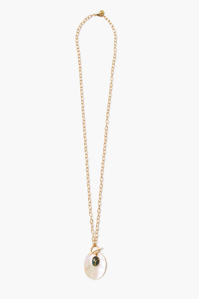 Scarab Toggle Necklace White MOP
