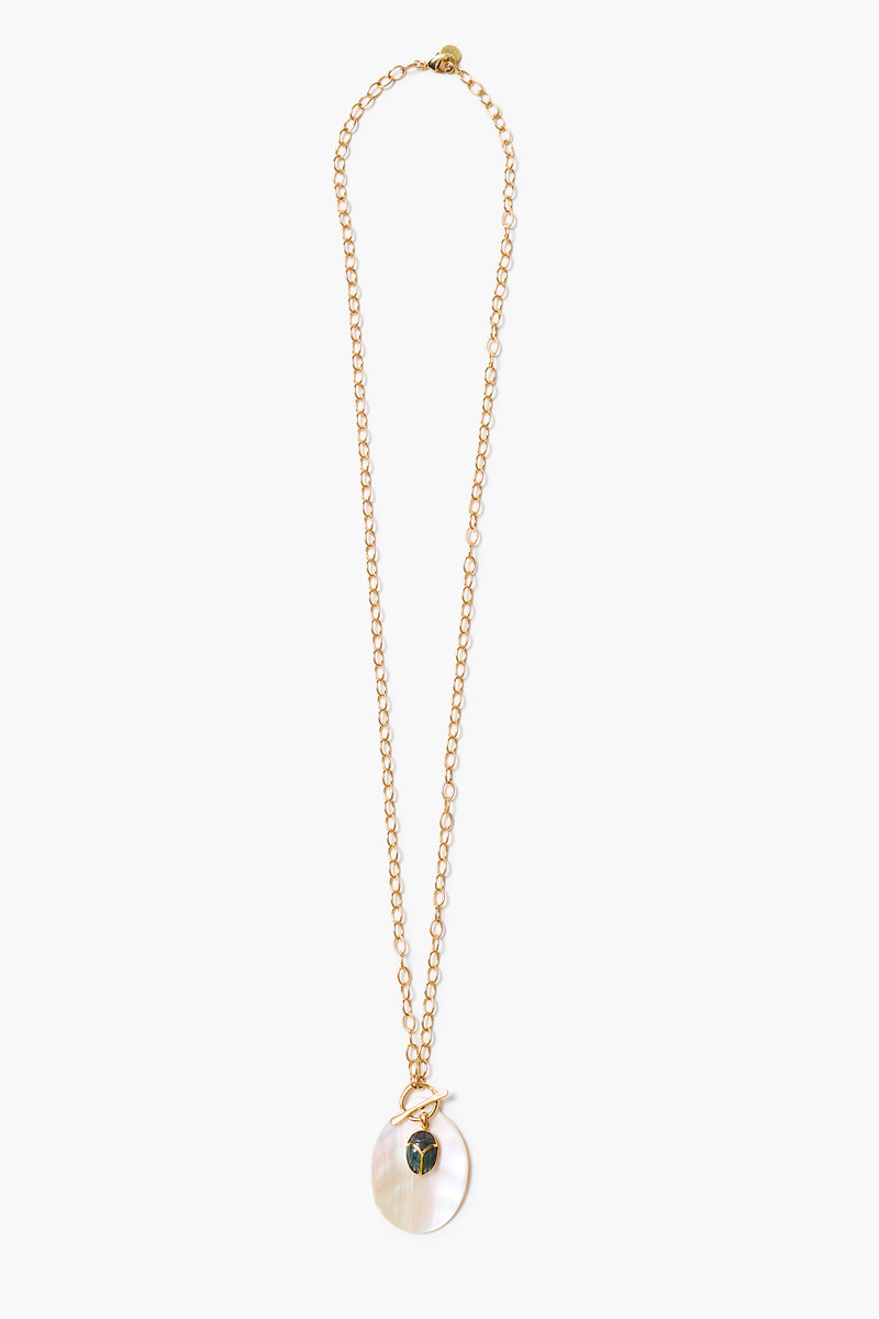 Scarab Toggle Necklace White MOP