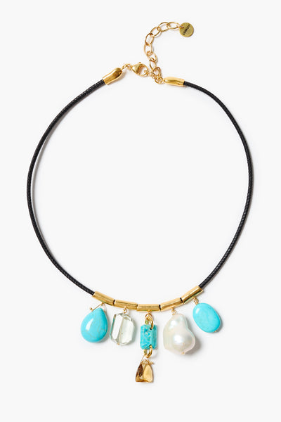 Charm Cord Necklace Turquoise