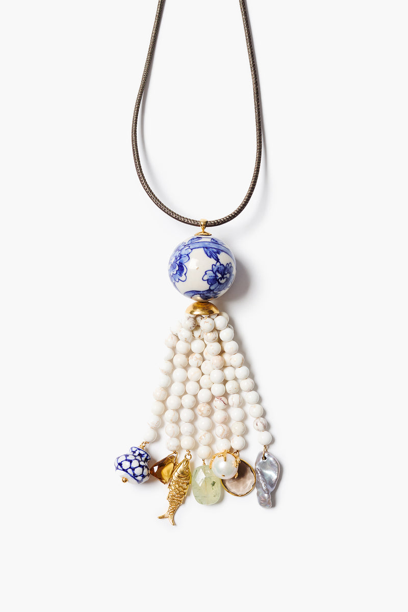 Delft Tassel Necklace Multi