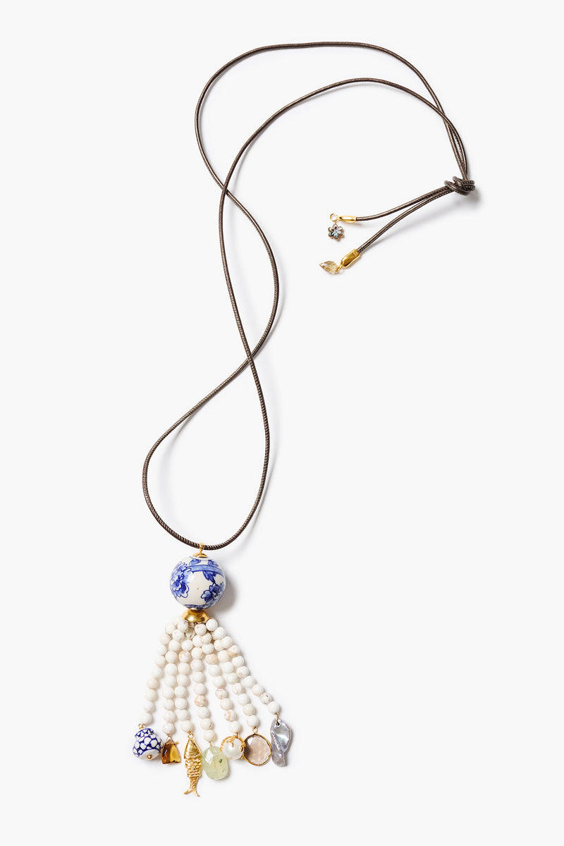 Delft Tassel Necklace Multi