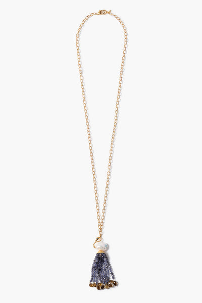 Swan Tassel Necklace Iolite