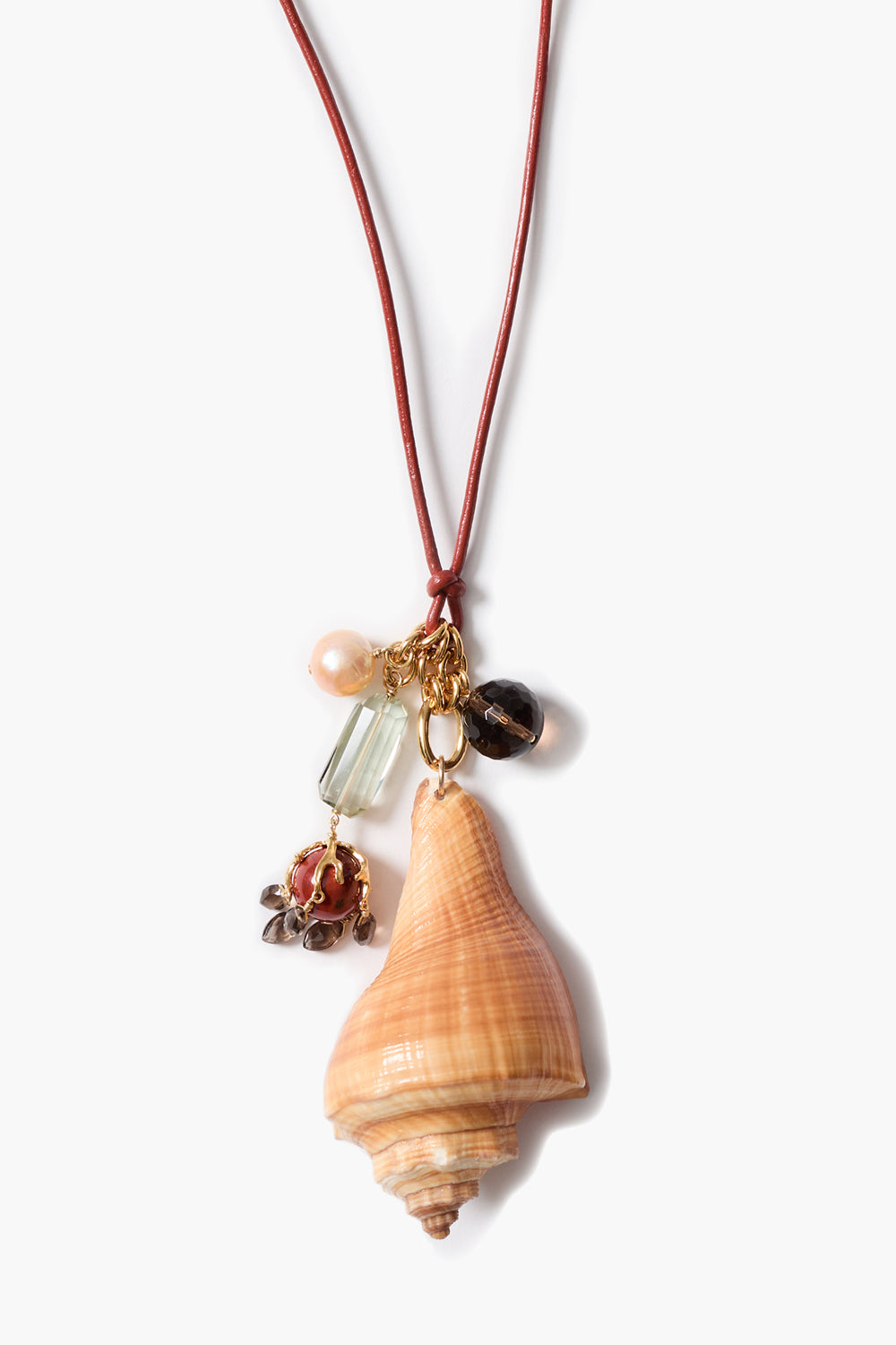 Spiral Shell Charm Necklace Multi
