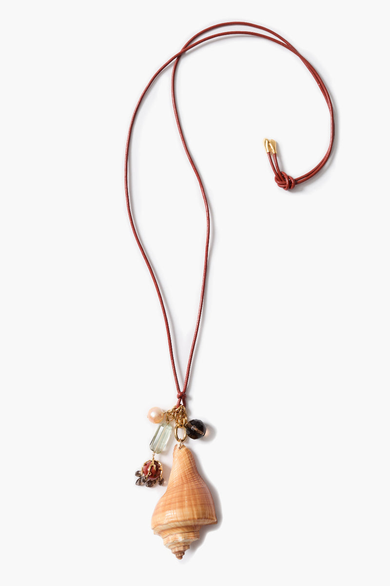 Spiral Shell Charm Necklace Multi