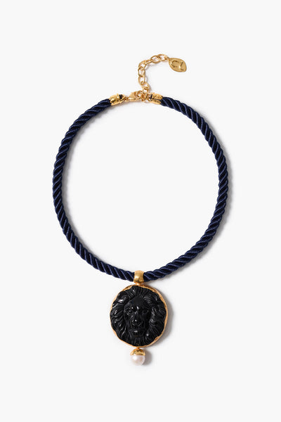 Leon Twist Cord Necklace Black Obsidian