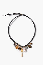 Romy Leather Charm Necklace Black