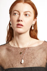 Cheval Pendant Necklace Silver White Pearl