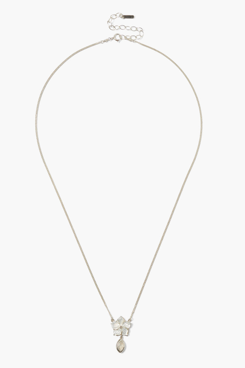 Plumeria Drop Necklace Moonstone Mix