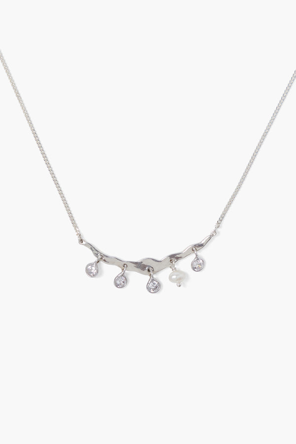 Crystal Crescent Necklace Silver
