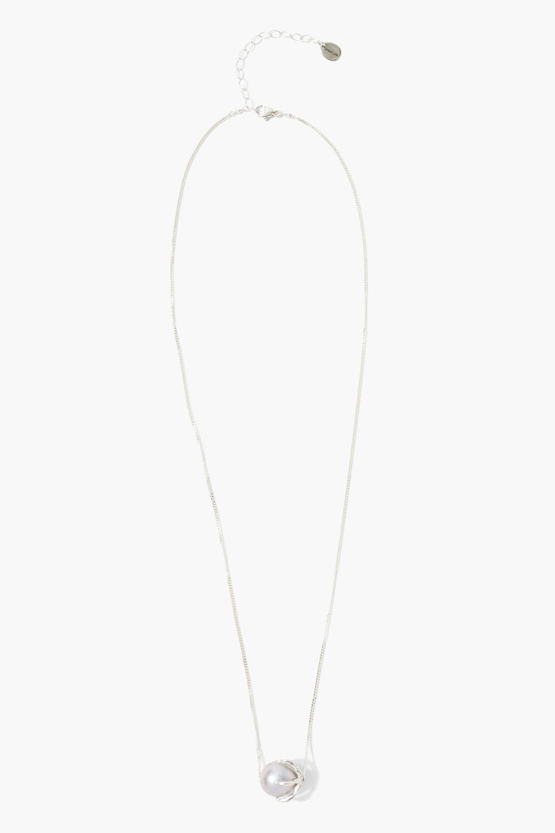 Lark Necklace Grey Pearl Long