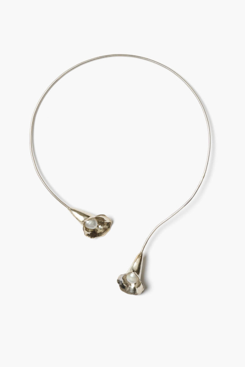 Calla Lily Collar Necklace Silver