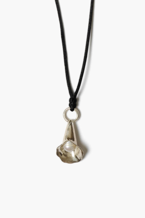 Calla Lily Cord Necklace Silver