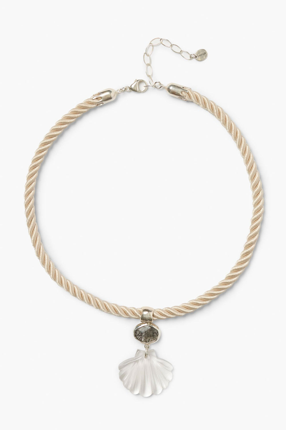 Scallop Twist Cord Necklace Clear Quartz