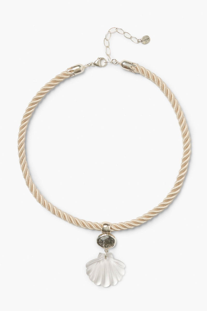 Scallop Twist Cord Necklace Clear Quartz