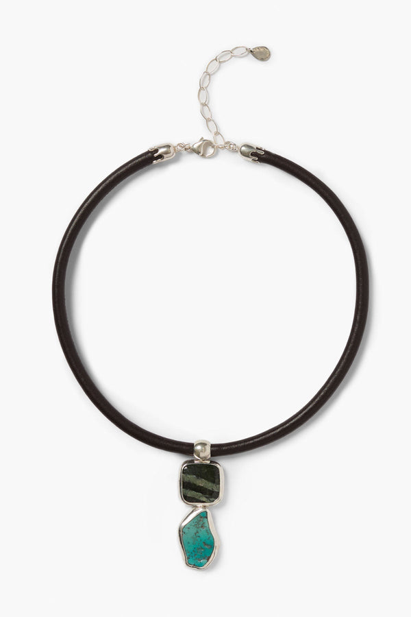 Totem Leather Necklace Turquoise