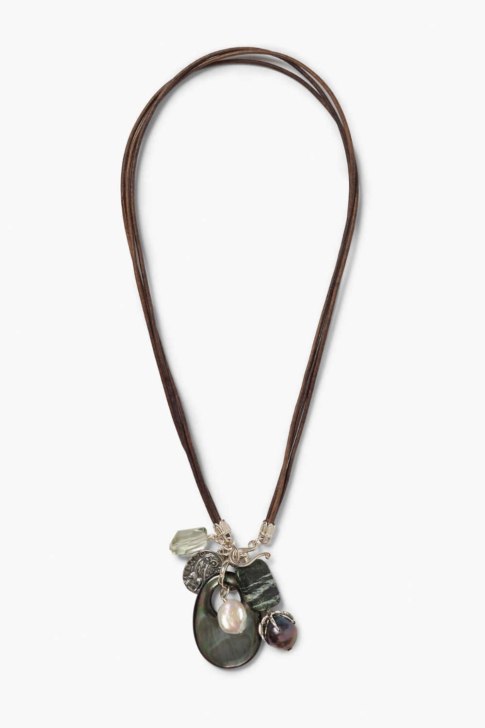 Narcissus Charm Necklace Silver Multi
