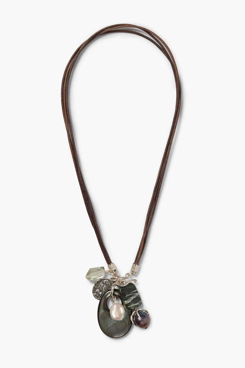 Narcissus Charm Necklace Silver Multi