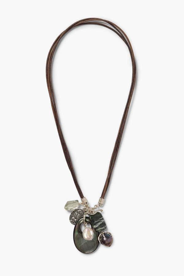 Narcissus Charm Necklace Silver Multi