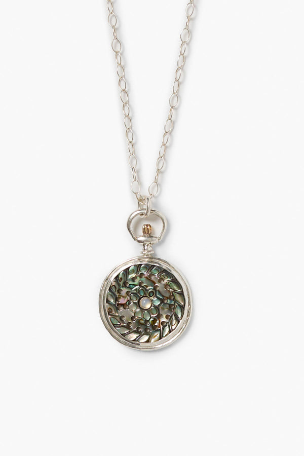 Pocket Watch Necklace Abalone