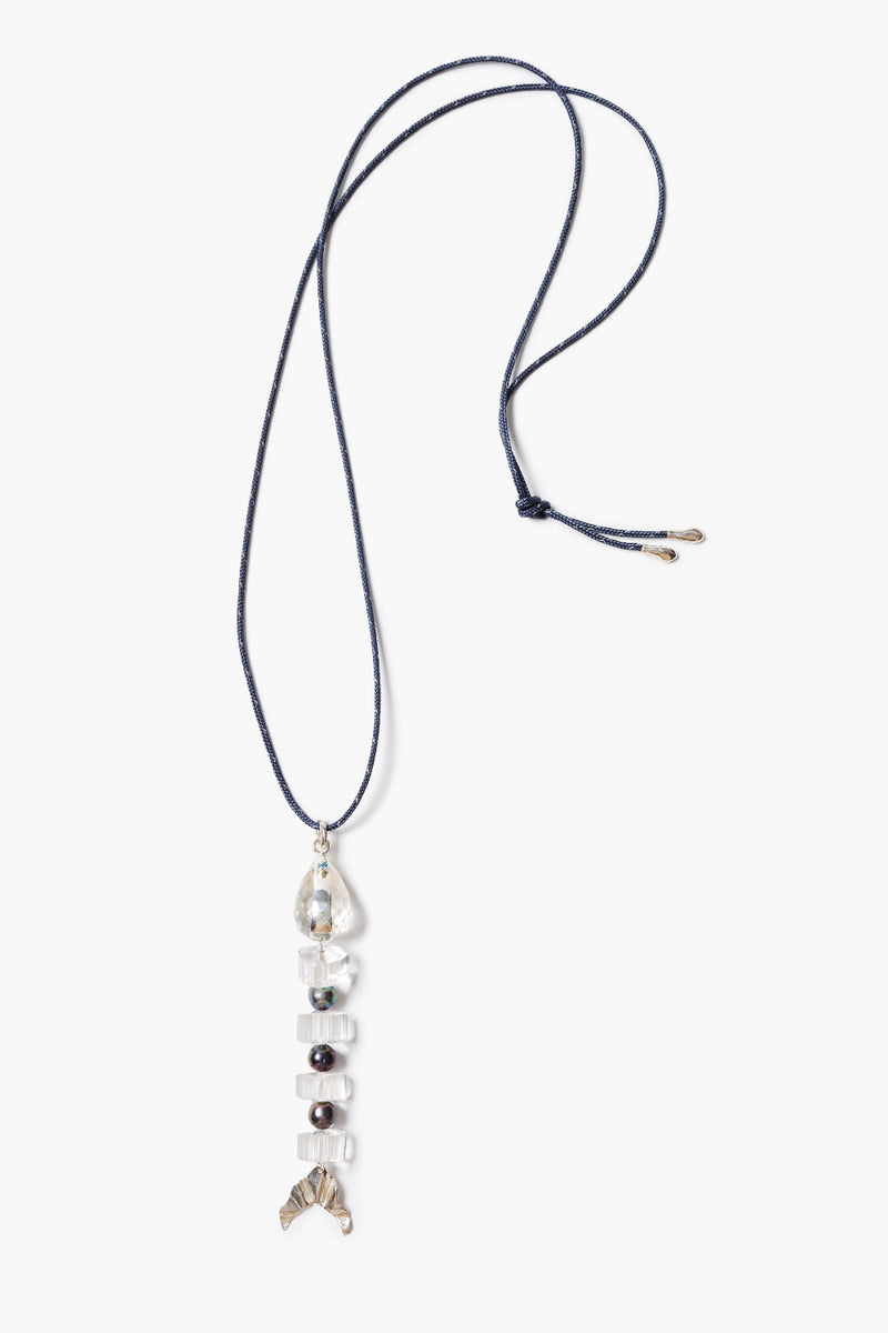 Fishbone Paracord Necklace Clear Quartz