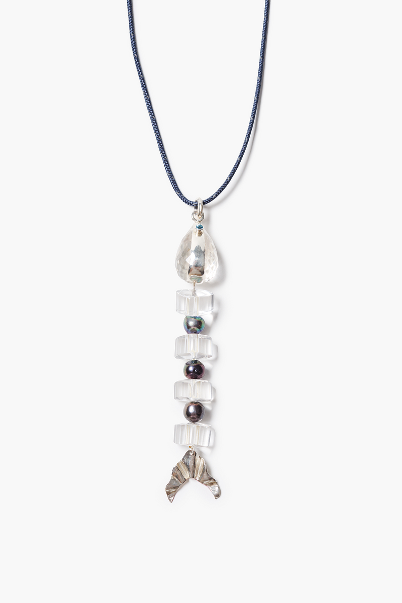 Fishbone Paracord Necklace Clear Quartz