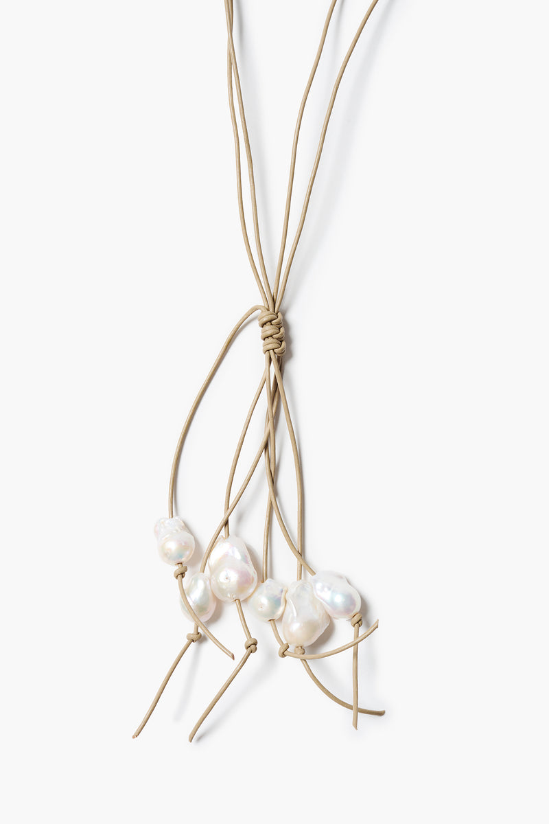 Baroque Pearl Tassel Necklace Beige