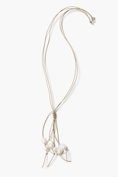 Baroque Pearl Tassel Necklace Beige