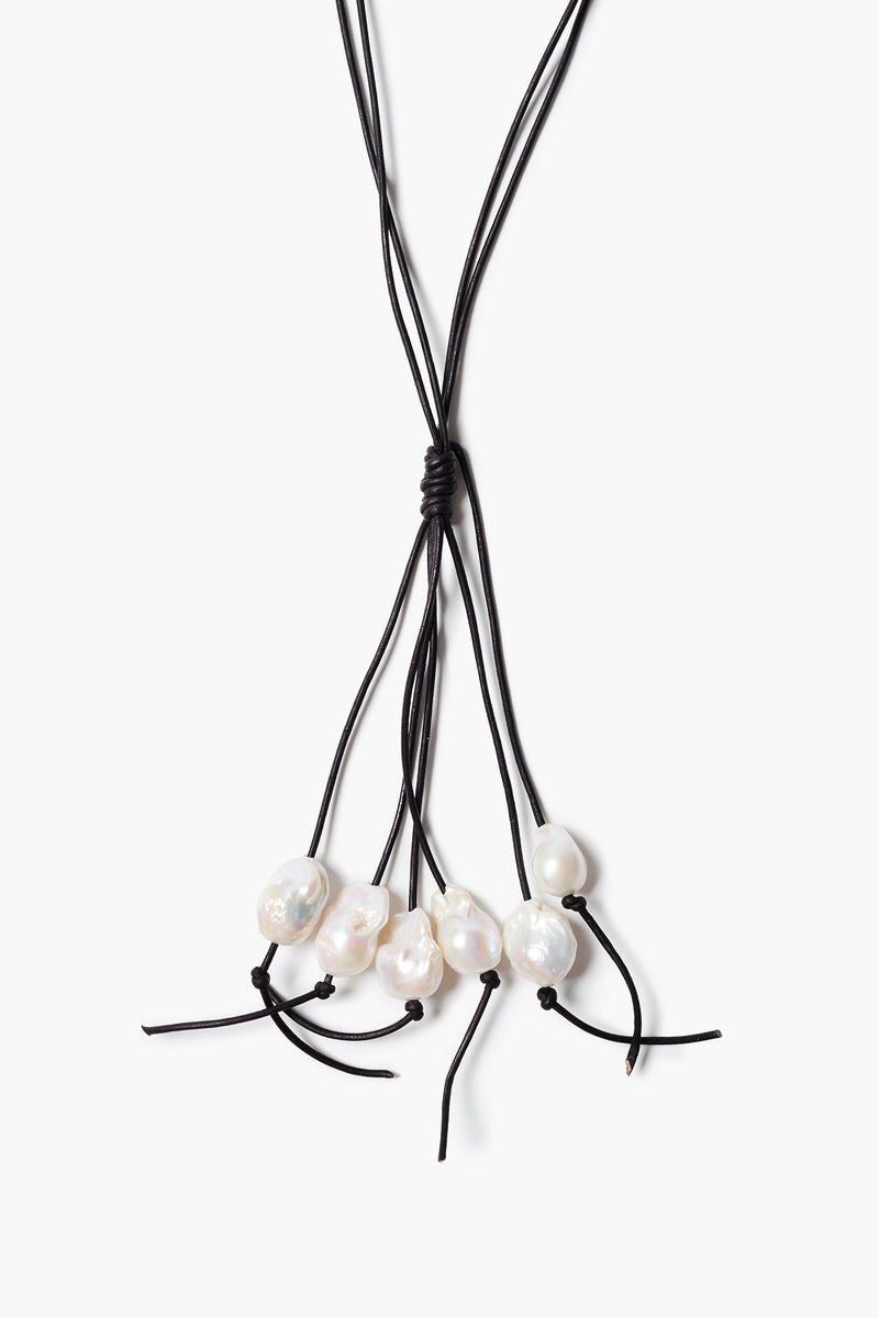 Baroque Pearl Tassel Necklace Black