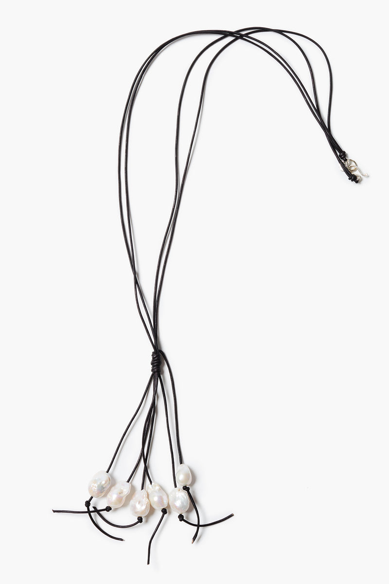 Baroque Pearl Tassel Necklace Black