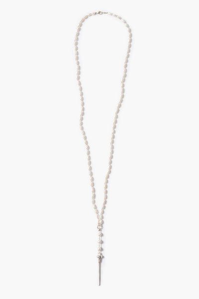 Dagger Necklace White Pearl