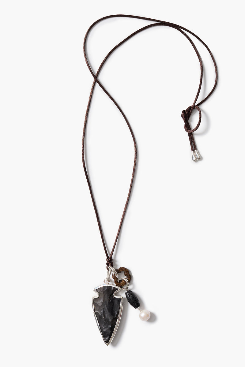 Arrowhead Charm Necklace Black
