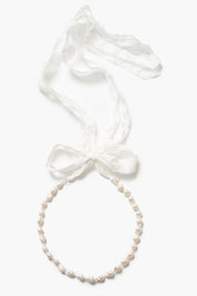 Sophie Ribbon Necklace White Pearl