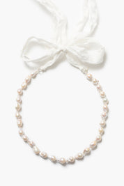 Sophie Ribbon Necklace White Pearl