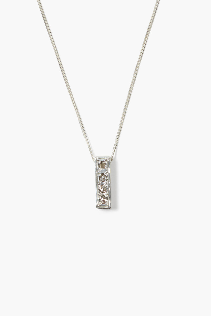 Bar Diamond Necklace Silver