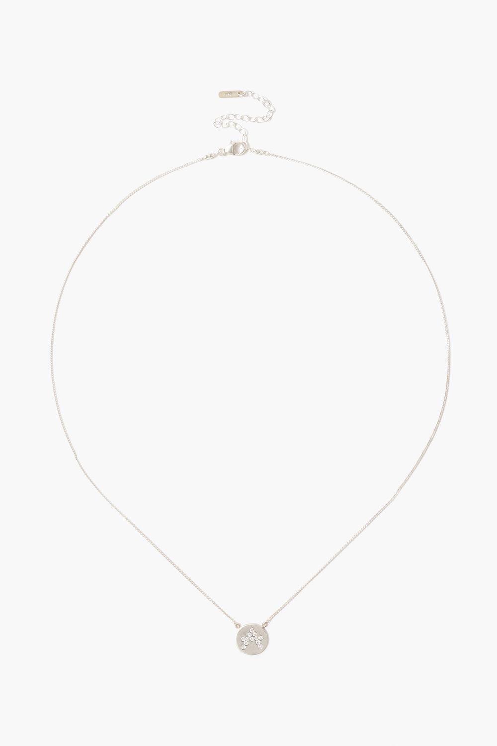 Diamond Initial Coin Necklace Silver