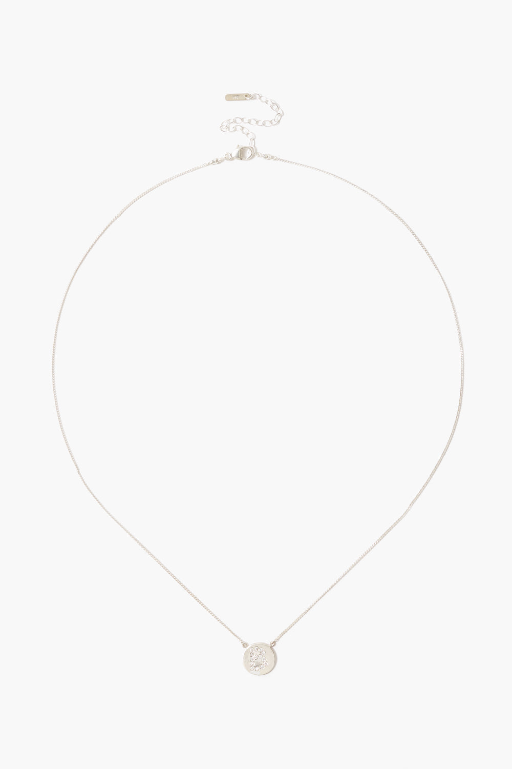 Diamond Initial Coin Necklace Silver