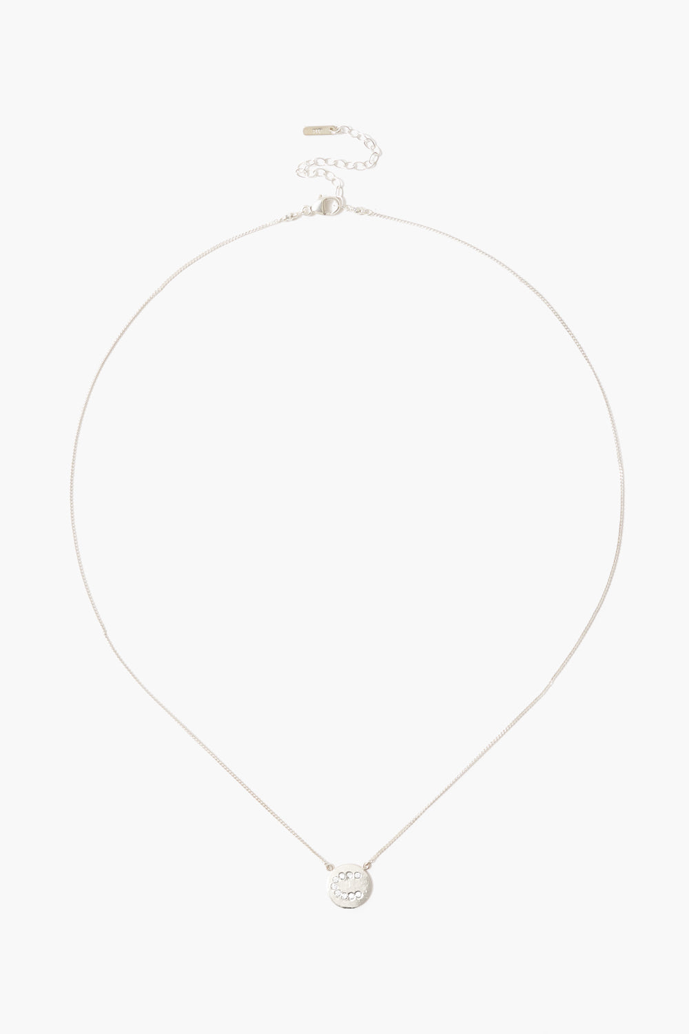 Diamond Initial Coin Necklace Silver