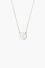 Diamond Initial Coin Necklace Silver