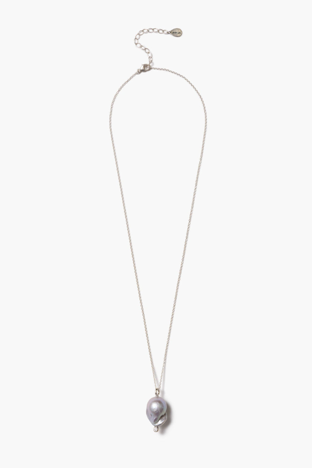 Diamond Baroque Necklace Grey Pearl