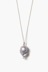 Diamond Baroque Necklace Grey Pearl