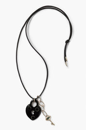 Padlock Heart Charm Necklace Black
