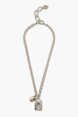 Double Lock Charm Necklace Silver
