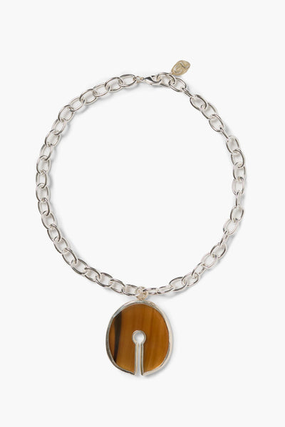 Padlock Necklace Brown Horn