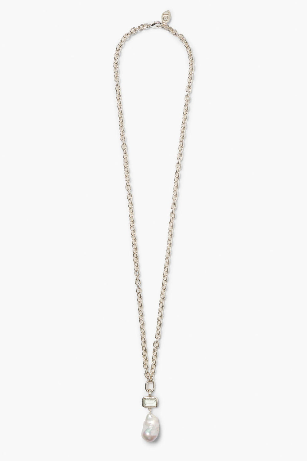 新品　CHAN LUU　Grey pearl silver necklace Signed Vtg CL Chan Luu Gray Grey Pearl Faceted Crystal